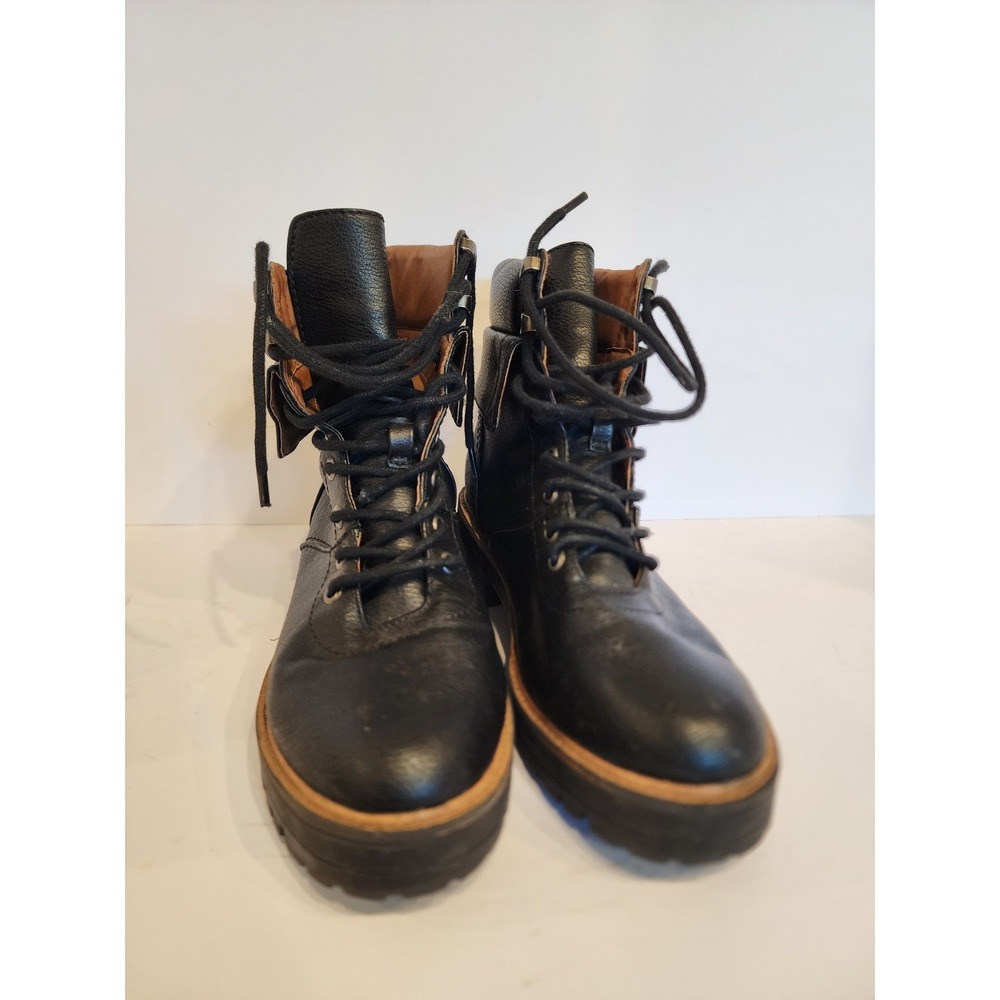 Indigo Rd. Black Combat Boots Lace-Up Ankle Boots Faux Leather Size 8M